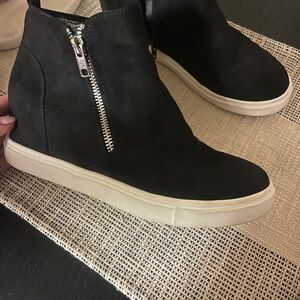 Black Suede Madden Women’s High-Top Sneakers